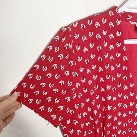 Esley red floral print fit and flare dress size L - Picture 5 of 9